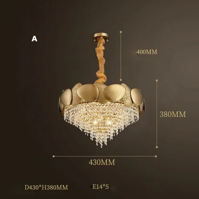LED Tassels Crystal Chandelier - Modern Stainless Steel Gold Long/Round Pendant Light