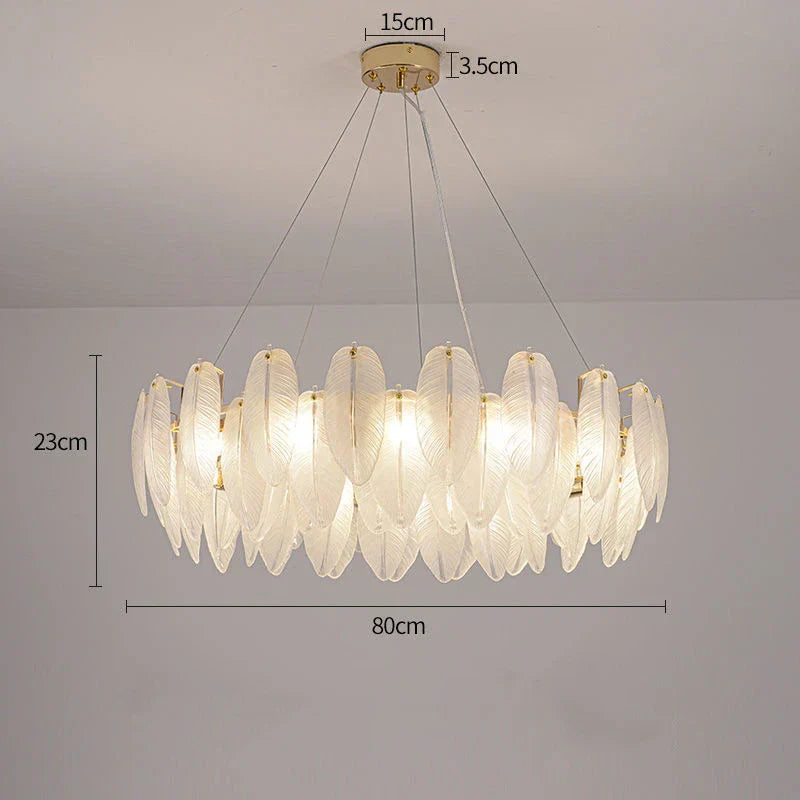 Luxurious Nordic LED Chandeliers - Gold Art Decor Feather Design - Ideal for Living Rooms, Dining Rooms, Bedrooms, and Kitchens