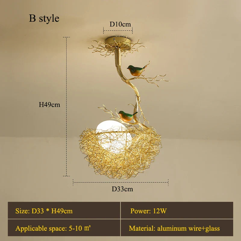 Modern LED Gold Bird's Nest Chandeliers - Illuminate Your Living, Dining, and Kitchen Spaces with Unique Elegance