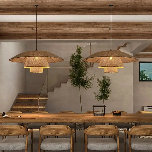 Retro Wabi-Sabi Rattan Pendant Light - Vintage Country Charm for Living Rooms, Bedrooms, Dining Areas, and Table Chandelier Lighting