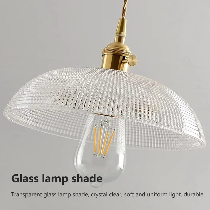 Retro Glass Chandelier Single Head Clear Glass Pendant Lamps Restaurant Tea Room Bar Bedrooms Studio Cafe Clothing Stores Lustre