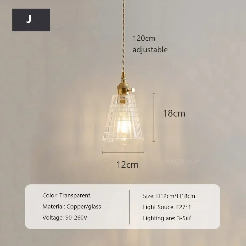 Retro Glass Chandelier Single Head Clear Glass Pendant Lamps Restaurant Tea Room Bar Bedrooms Studio Cafe Clothing Stores Lustre