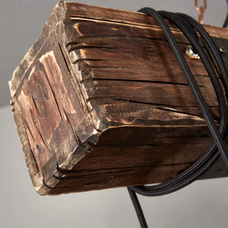 Antique Industrial Retro Wood E27 LED Ceiling Chandelier - Creative Vintage Pendant Lighting for LOFT, Bar, and More