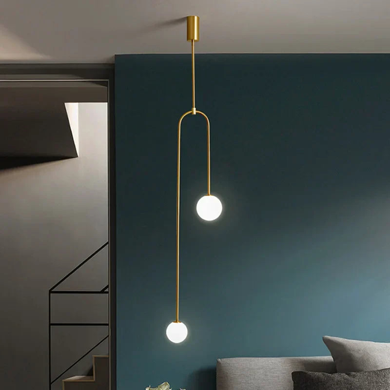 Modern Glass Ball Pendant Light - LED Bedside Hanging Lighting for Nordic Golden Luxury Decor in Hallways, Living Rooms, and Bedrooms