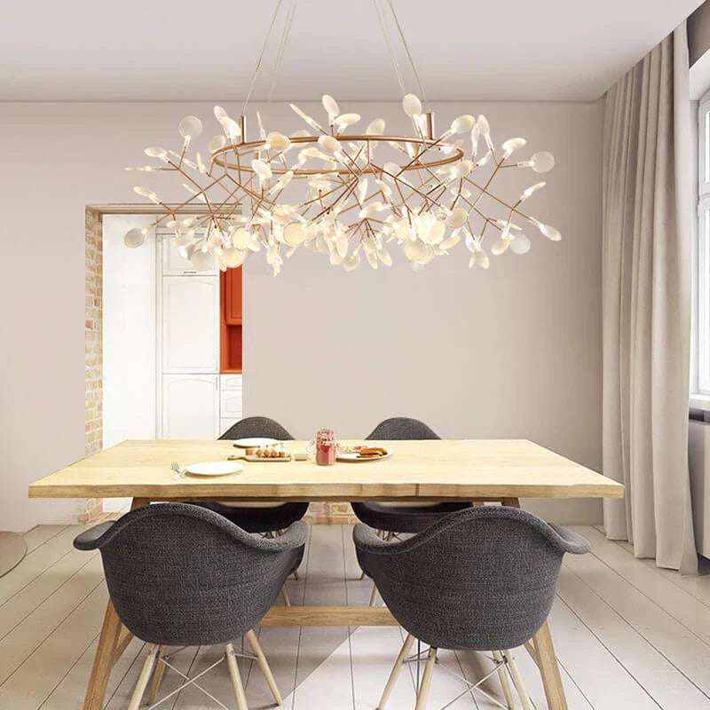 Modern Firefly LED Chandelier - Stylish Acrylic Industrial Pendant Light for Living, Dining, and Kitchen Decor