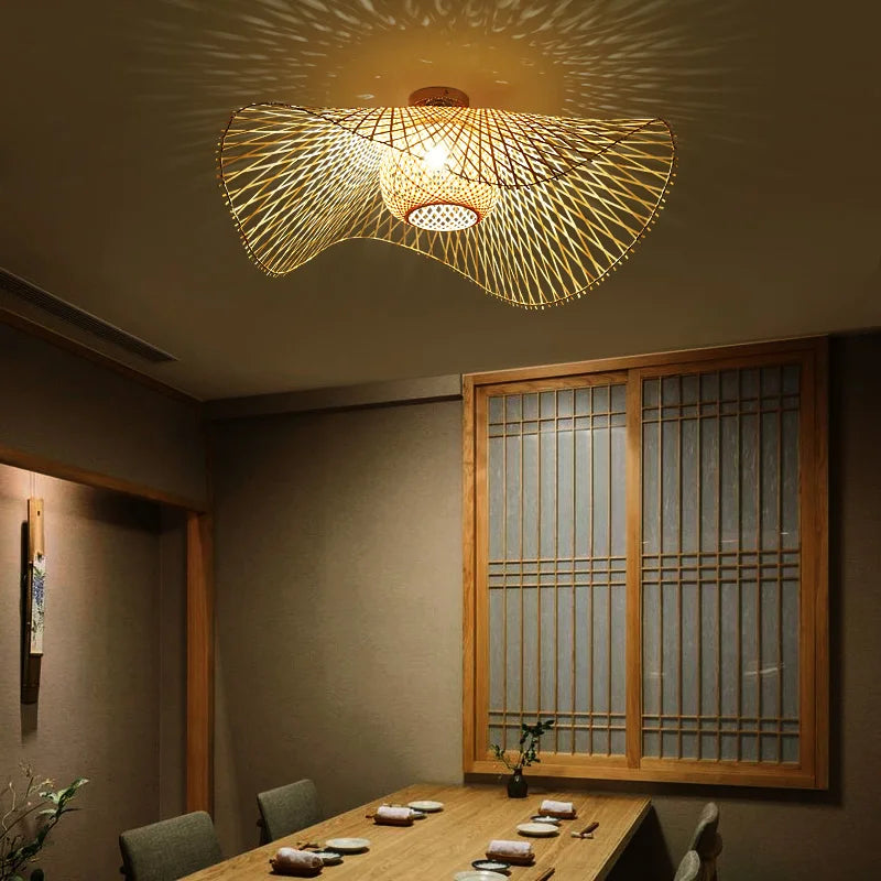 Bamboo Pendant Lights - Creative Tatami-inspired Lamps for Dining Rooms, Restaurants, and E27 Suspension Luminaire