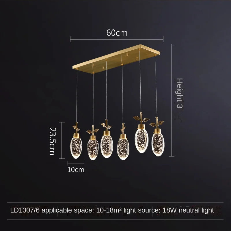 Modern luxury all-copper crystal lamp restaurant LED chandelier Nordic home interior lighting bedroom kitchen Pendant Lights