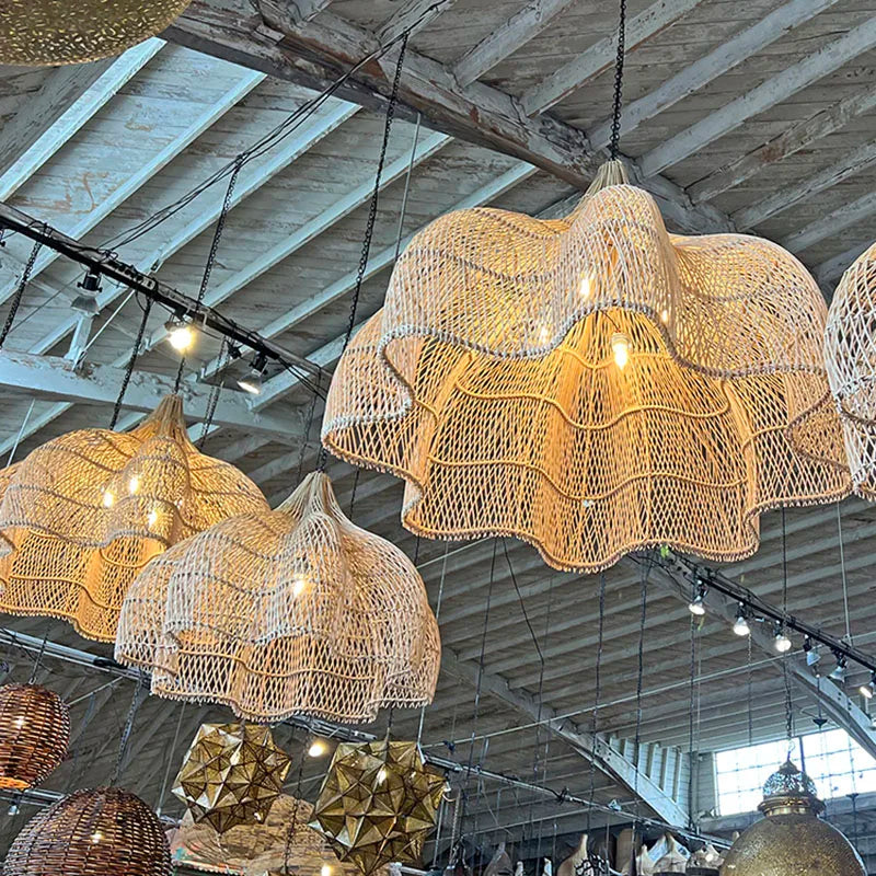 Modern Creative Art Rattan Pendant Lights - Handmade Elegance for Living Rooms, Restaurants, and Kitchen Decor
