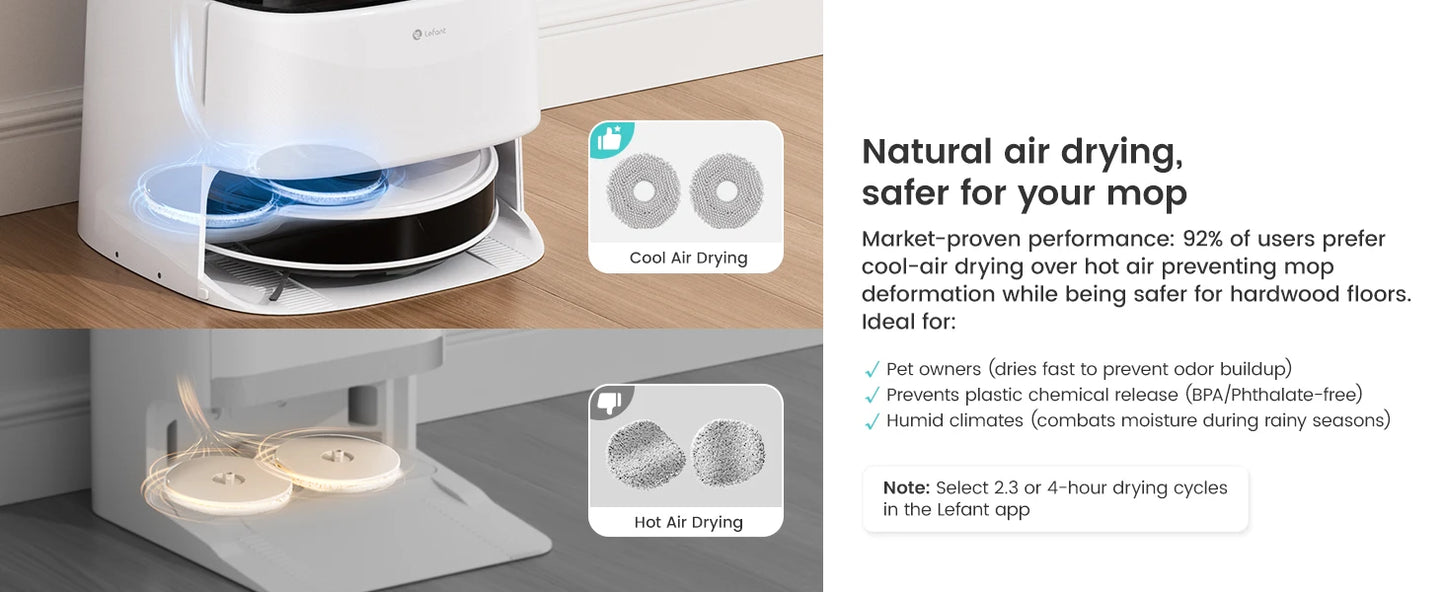LEFANT Robot Vacuum Cleaner with Mapping, 12000Pa Suction, Emptying Station, Automatic Washing and Drying, DTOF Laser
