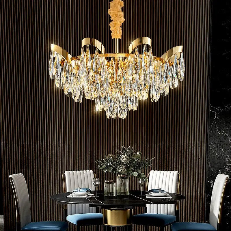 Modern LED Sunflower Crystal Ceiling Chandeliers - Bionic Elegance for Living and Dining Spaces