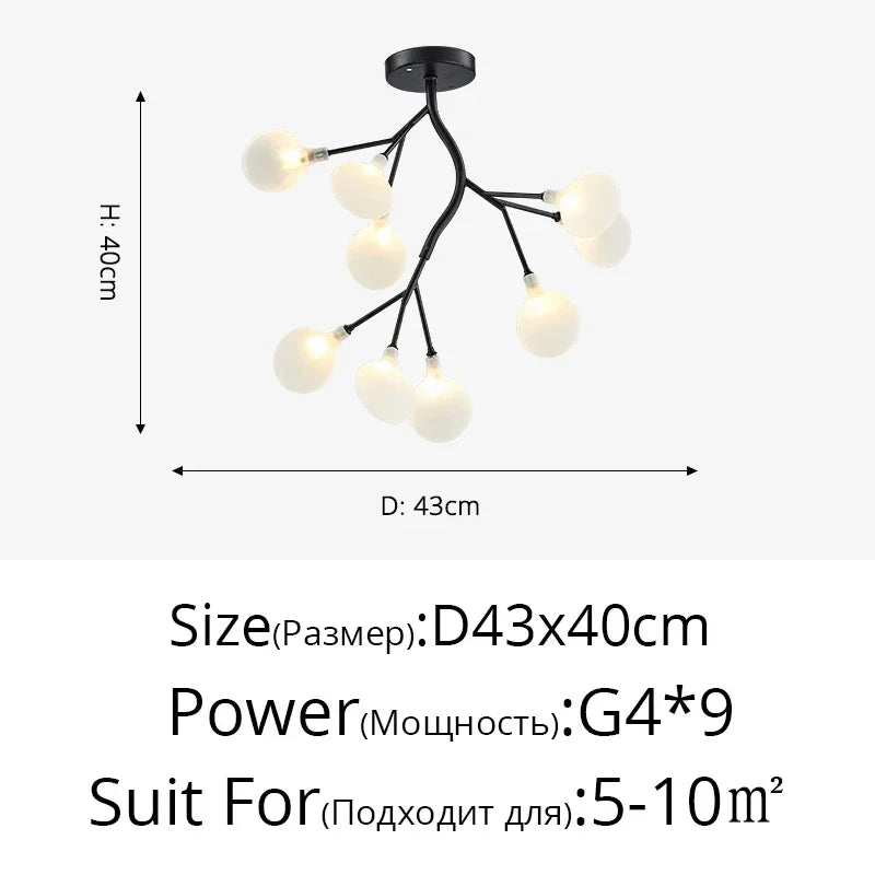 Modern Firefly LED Chandelier - Black and Gold Ceiling Pendant Lamp for Living Room, Bedroom, Hall, and Minimalist Home Decor Indoor Lighting