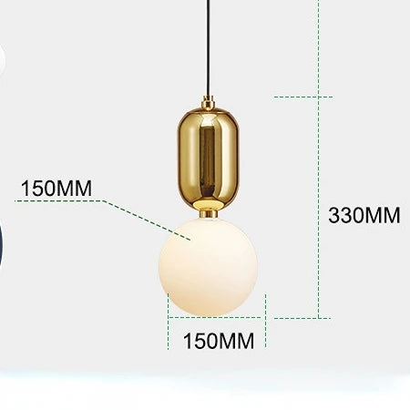 Modern Glass Ball Pendant Light Fixture - Elegant Luminaire Hanging Lamp with Gold Ring for Bedrooms, Living Rooms, Shops, and Restaurants