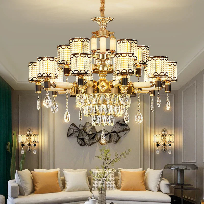 Exquisite Crystal Pendant Chandelier - A Luxurious and Romantic Lighting Fixture for Your Living Space