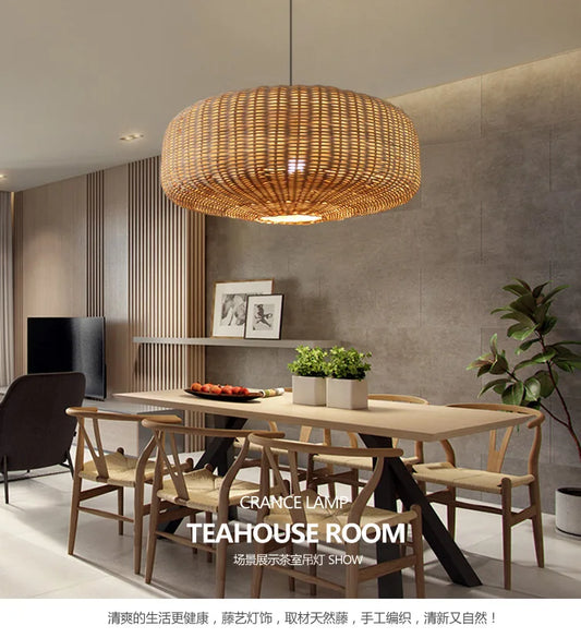 Retro Handmade Rattan Pendant Lights - Chinese-Inspired Vintage Lighting for Dining Rooms, Restaurants, and More