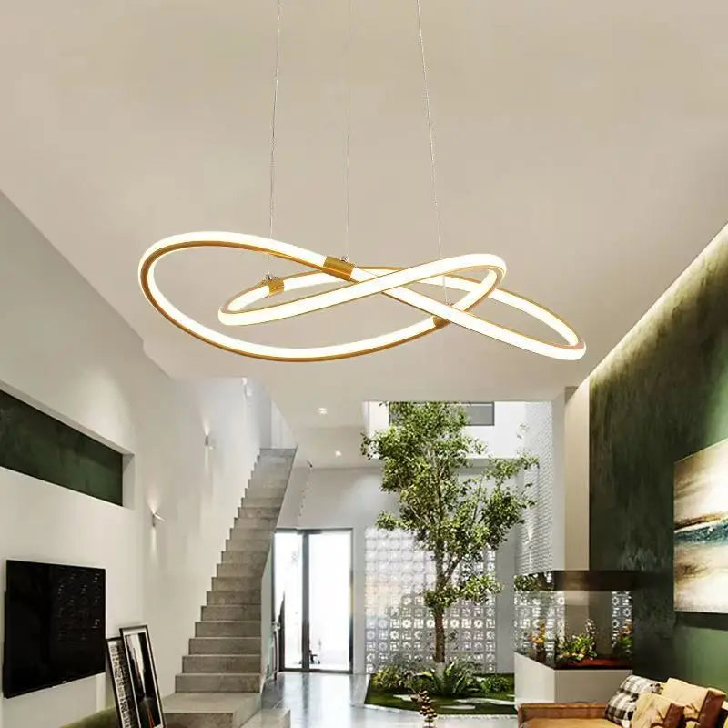 Modern Pendant Light with Remote Dimmable Control - Elegant Living Room Chandeliers with LED Luminaire