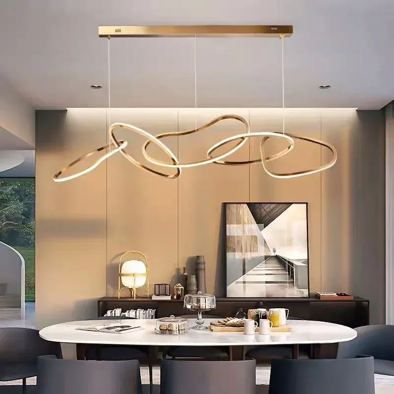 Modern Rose Gold LED Chandeliers - Elegant Lighting for Living and Dining Room Decor