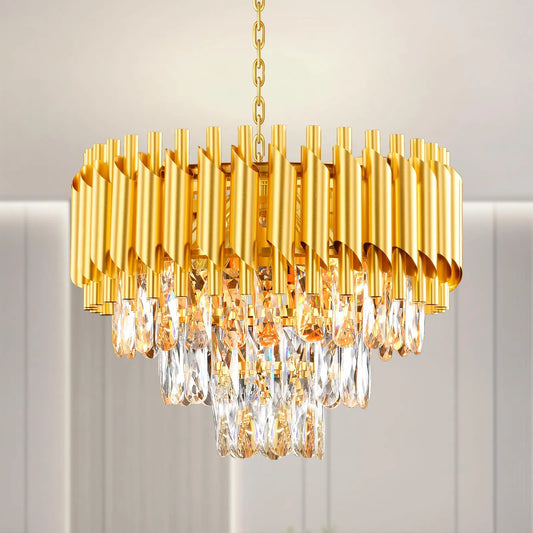 Smart Light Bulb: Modern Crystal Chandeliers,Crystal Pendant Light Fixture, 3-Tier Flush Mount Crystal Ceiling Light Raindrop for Dining Room Livi by DaAvere Home