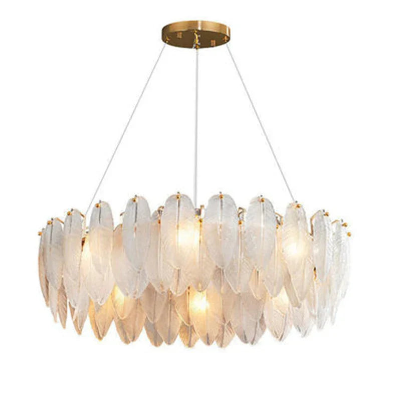 Luxurious Nordic LED Chandeliers - Gold Art Decor Feather Design - Ideal for Living Rooms, Dining Rooms, Bedrooms, and Kitchens
