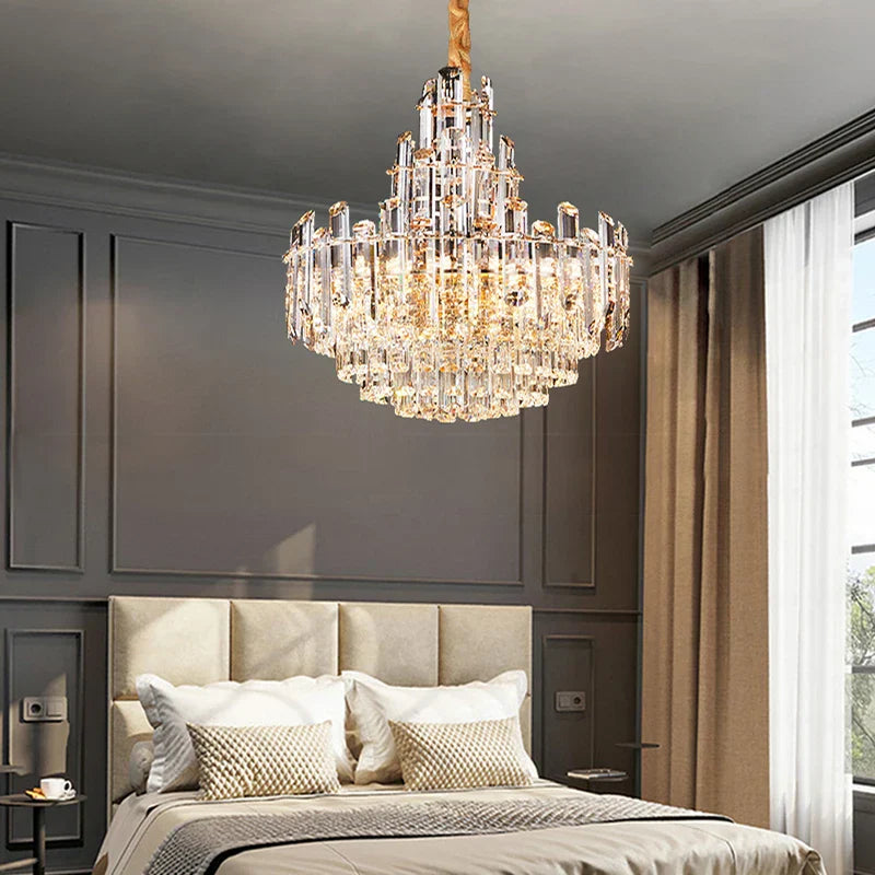 Luxury Gold LED Crystal Pendant Lights - Artistic Ceiling Decor for Maison-Inspired Living Spaces