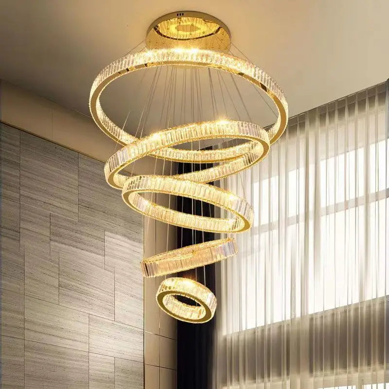 Modern Luxury Crystal Chandeliers - Golden Chandelier Lighting for Living Rooms, Stairs, and Duplex Halls