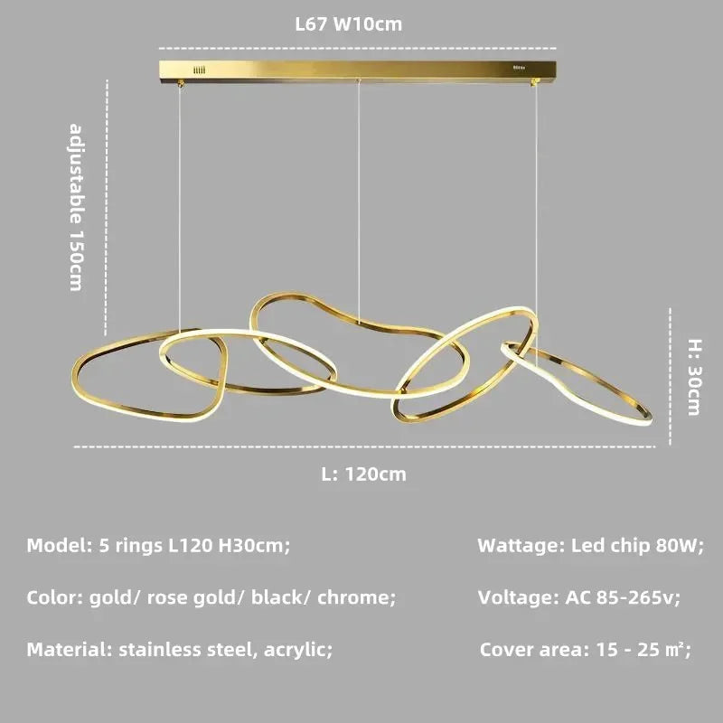 Modern Rose Gold LED Chandeliers - Elegant Lighting for Living and Dining Room Decor