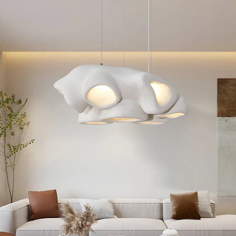 Nordic Living Room Wabi Sabi Chandelier - Minimalist LED Pendant Lighting for Dining Rooms, Bars, and Cafes