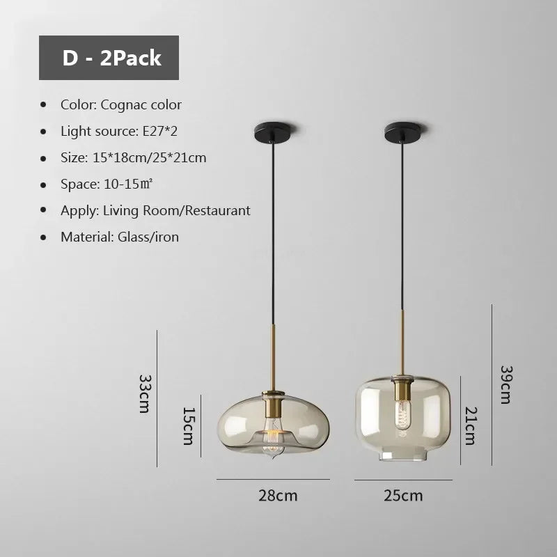 Nordic Glass LED Pendant Light - Versatile Single/Multi Head Chandelier for Home Decor