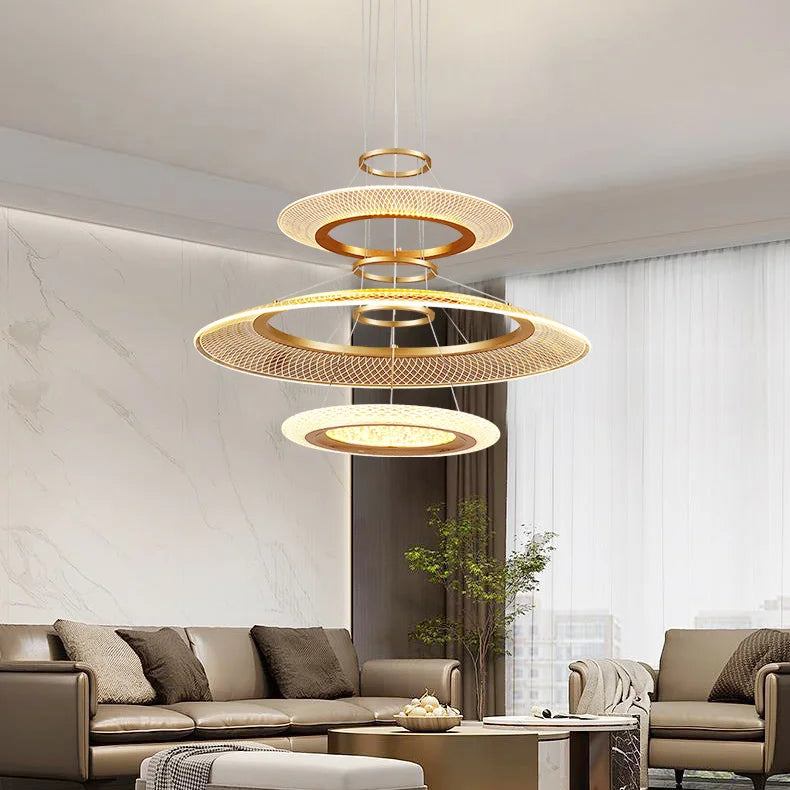 Modern LED Screw Ceiling Chandeliers - Luxury Ring Pendant Lights for High-End Living and Dining Rooms