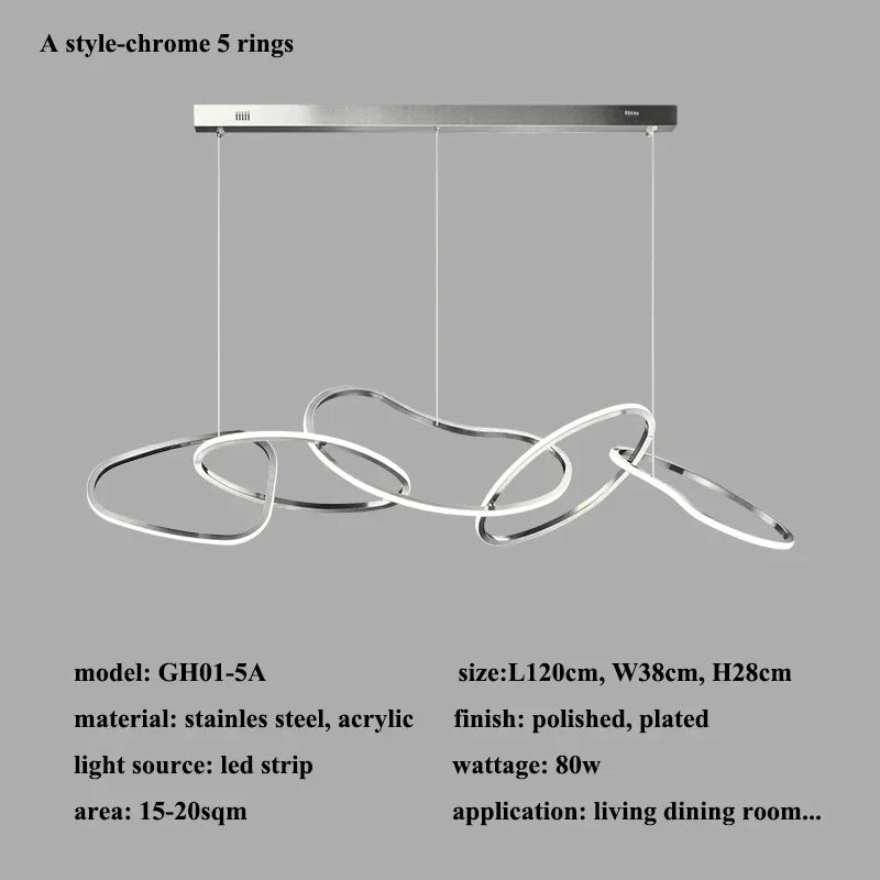 Modern Rose Gold LED Chandeliers - Elegant Lighting for Living and Dining Room Decor