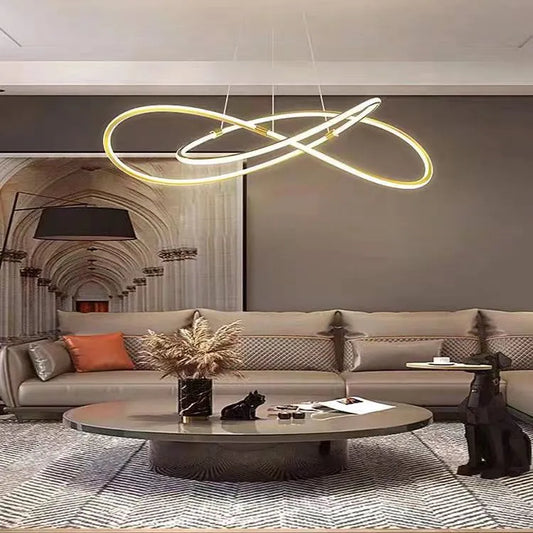 Modern Pendant Light with Remote Dimmable Control - Elegant Living Room Chandeliers with LED Luminaire