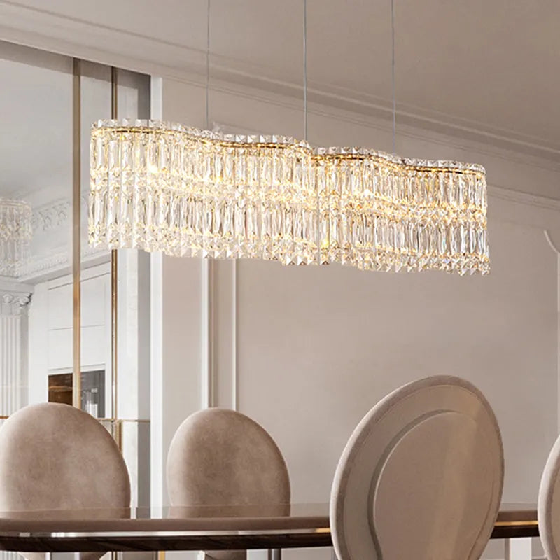 Flower Wave Crystal Luxury Ceiling Chandeliers - Modern LED Lustre Hanging Lamps for Dining Room