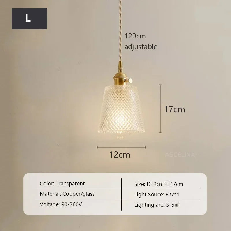 Retro Glass Chandelier Single Head Clear Glass Pendant Lamps Restaurant Tea Room Bar Bedrooms Studio Cafe Clothing Stores Lustre