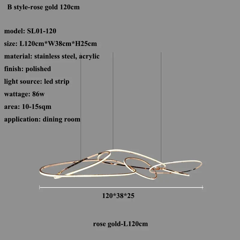 Modern Rose Gold LED Chandeliers - Elegant Lighting for Living and Dining Room Decor