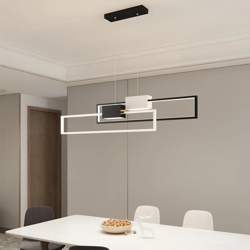 Sleek LED Rectangular Pendant Lights - Contemporary Lighting for Living, Dining, Kitchen, and More