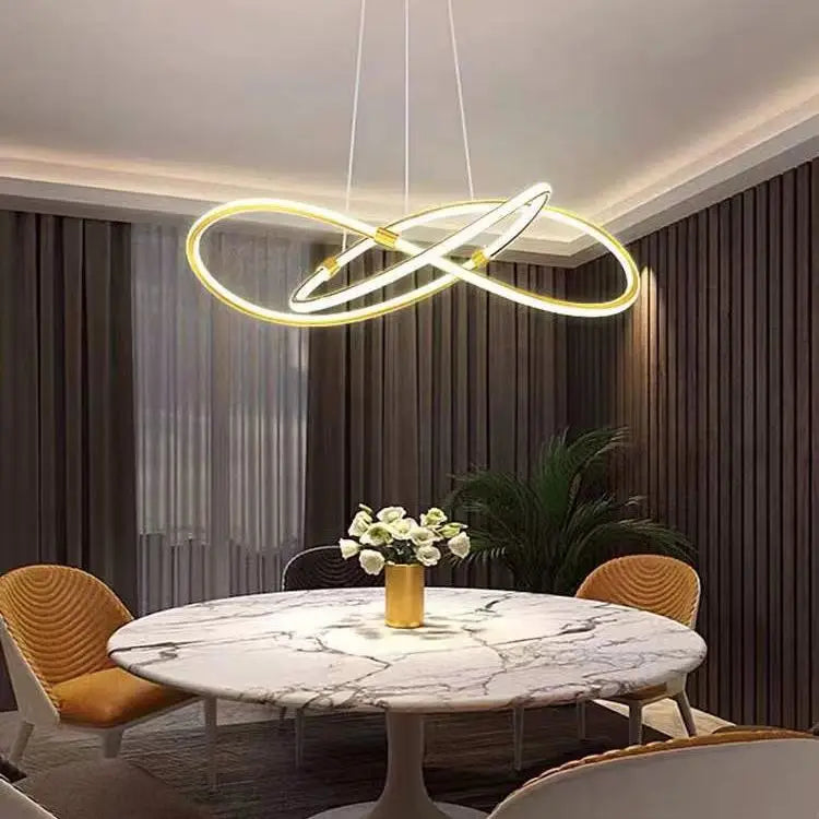 Modern Pendant Light with Remote Dimmable Control - Elegant Living Room Chandeliers with LED Luminaire