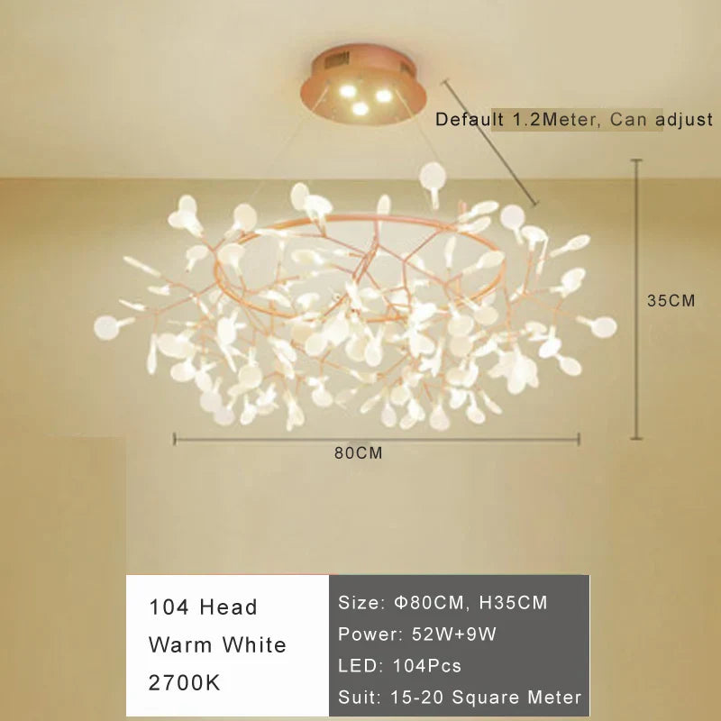 Modern Firefly LED Chandelier - Stylish Acrylic Industrial Pendant Light for Living, Dining, and Kitchen Decor