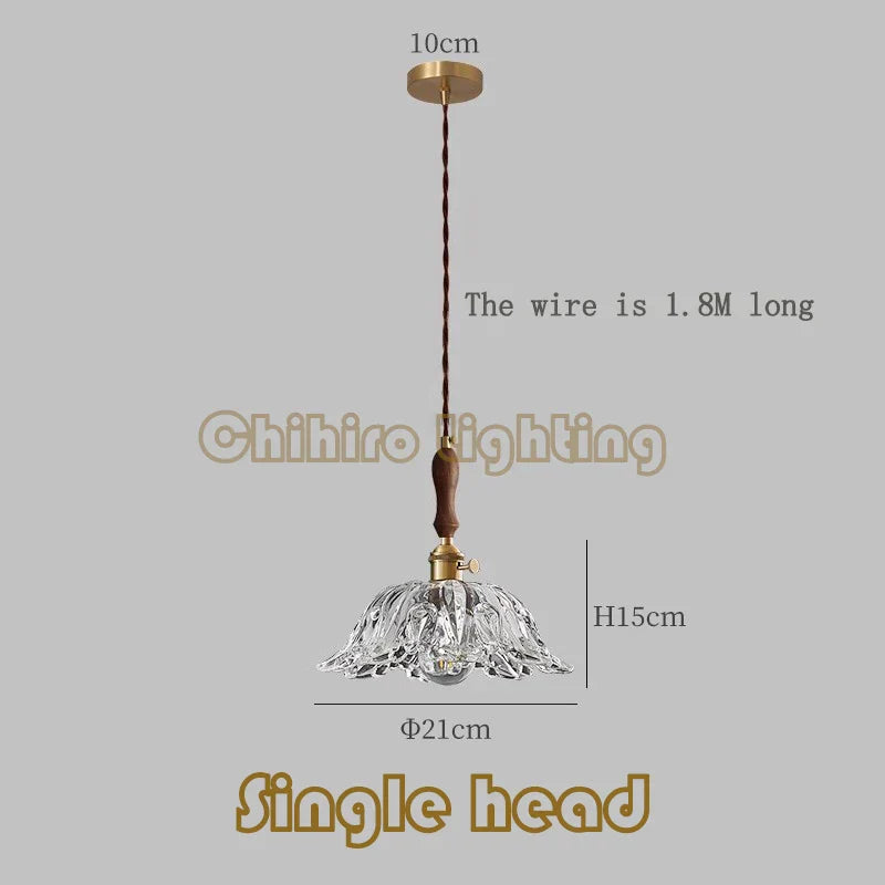 Japanese Glass Pendant Light - Vintage Brass Restaurant and Bar Lighting