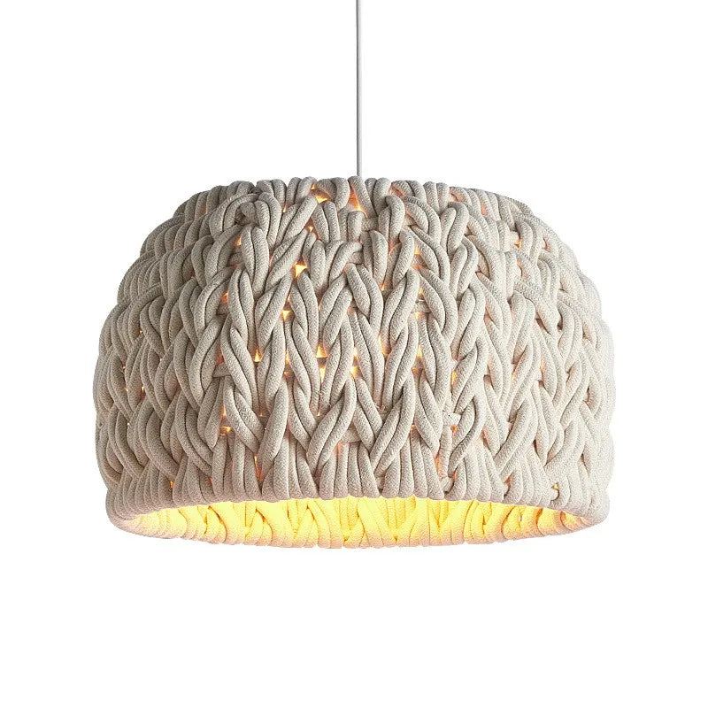 Nordic Wabi Sabi E27 LED Pendant Lights - Knitted Rope Minimalism Hanging Lamp for Dining Room and Unique Suspend Light Fixtures