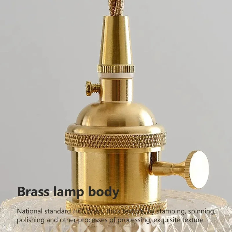 Retro Glass Chandelier Single Head Clear Glass Pendant Lamps Restaurant Tea Room Bar Bedrooms Studio Cafe Clothing Stores Lustre