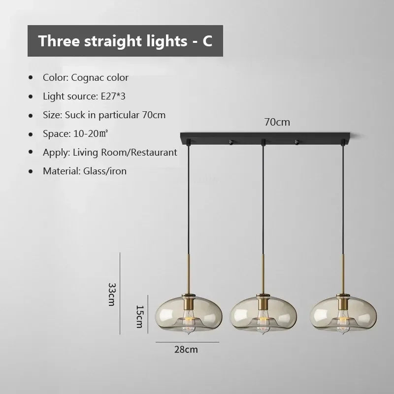 Nordic Glass LED Pendant Light - Versatile Single/Multi Head Chandelier for Home Decor