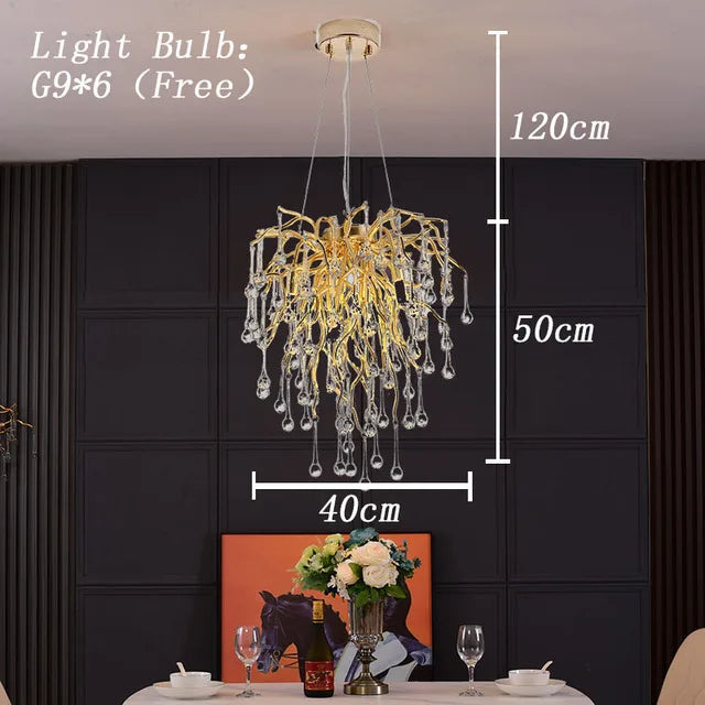 Maison - Modern Luxury Crystal  Water Drop Pendant Light, Perfect for Living Rooms, Bedrooms, Hotels, Villas, and Indoor Decor