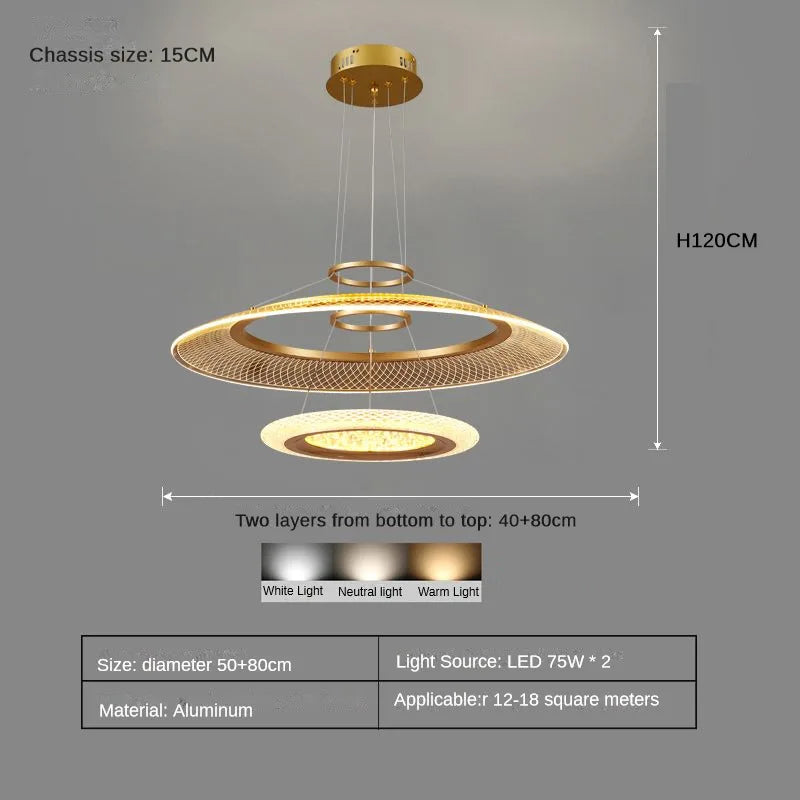 Modern LED Screw Ceiling Chandeliers - Luxury Ring Pendant Lights for High-End Living and Dining Rooms