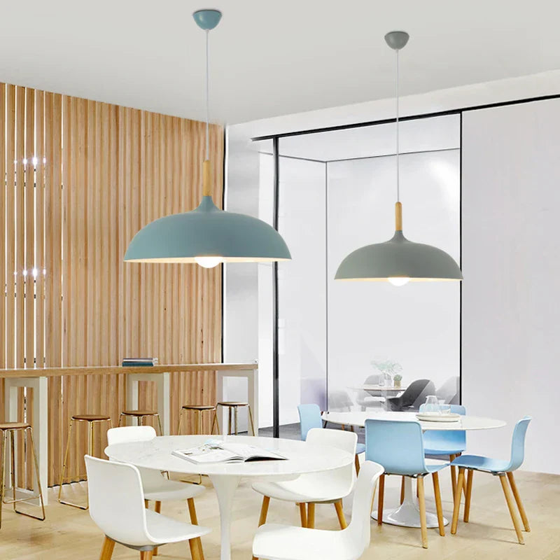 Minimalist Modern Pendant Lamps - Wood & Aluminum Lampshade Hanging Lights for Artistic Fashion Decor