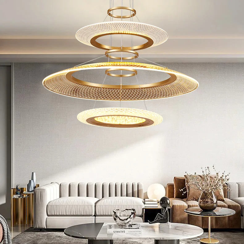 Modern LED Screw Ceiling Chandeliers - Luxury Ring Pendant Lights for High-End Living and Dining Rooms
