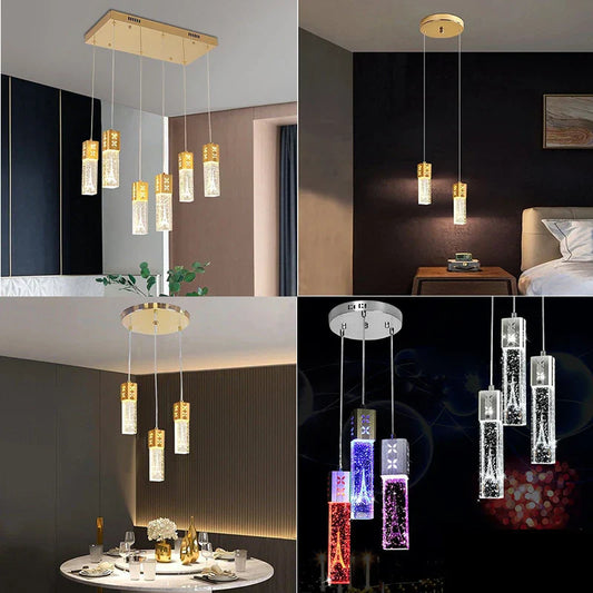 Bubble Crystal LED Pendant Lights and Wall Lamps - Modern Indoor Decor Lighting for Living, Dining, Bedroom, Aisle, and Corridor in Gold or Silver