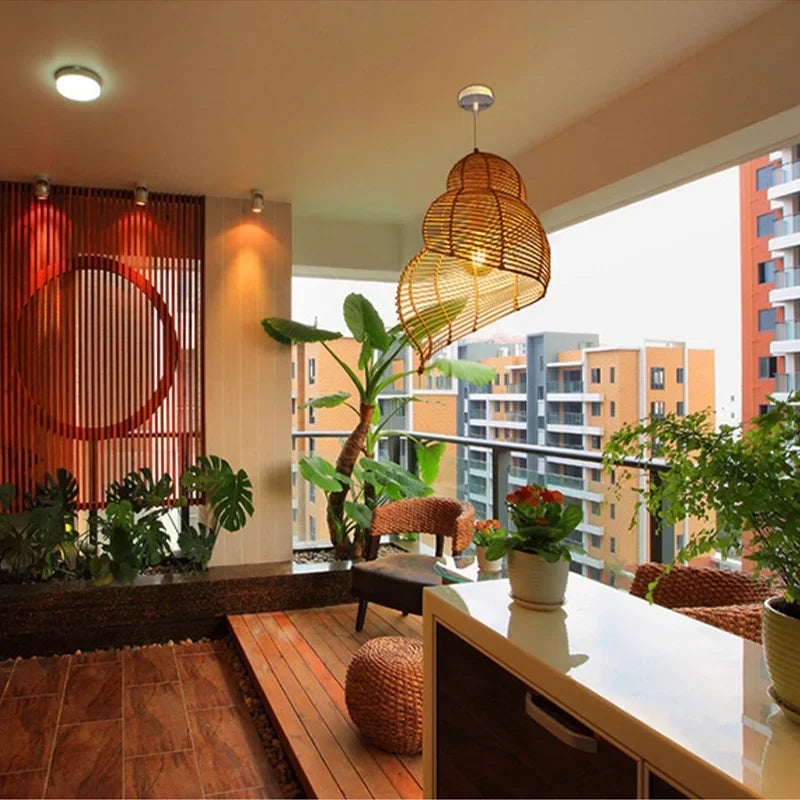 Rattan Tea House Pendant Light - Vintage Elegance for Your Dining, Kitchen, or Restaurant Space