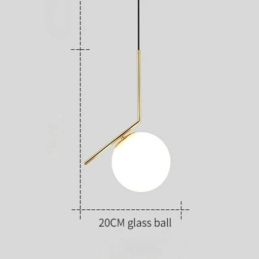 Modern Glass Ball Pendant Light Fixture - Elegant Luminaire Hanging Lamp with Gold Ring for Bedrooms, Living Rooms, Shops, and Restaurants