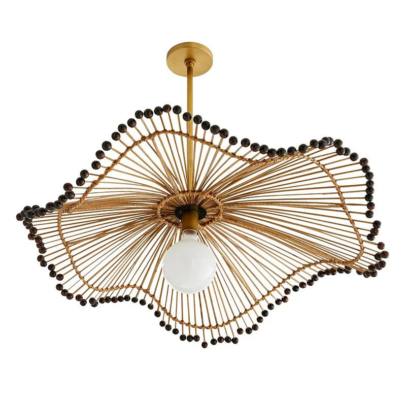 Japanese Bamboo Woven Pendant Lamp - Artistic Rattan Lighting Fixture for Restaurants, Bedrooms, and Retro Decor