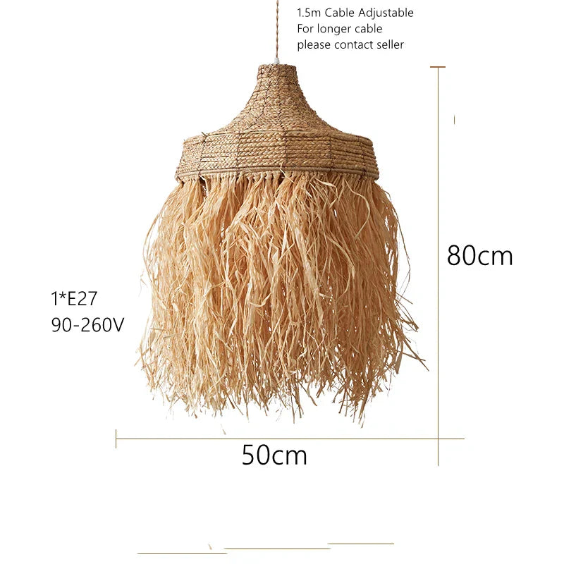 Wabi Sabi Rattan Grass Pendant Lamps - Handmade Japanese-Inspired Natural Lighting with Simple Elegance