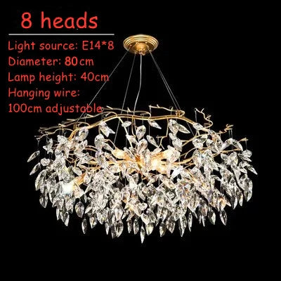 Modern LED Leaf Crystal Ceiling Chandeliers - Elegance for Living, Dining, and Bedrooms